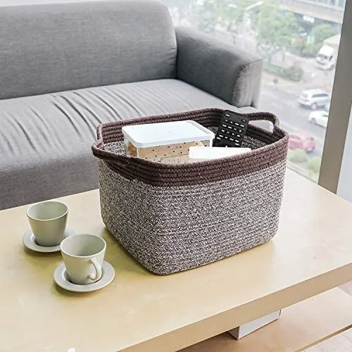 Goodpick Cube Storage Bins - Shelf Baskets for Storage Towel Book Cloth Storage Bins for Office Woven Basket for Shelves Baby Laundry Basket Toys Storage Basket Closet Storage Basket, 13''x9.8''x 9''