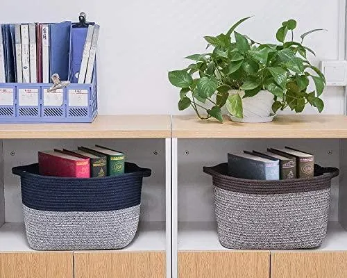 Goodpick Cube Storage Bins - Shelf Baskets for Storage Towel Book Cloth Storage Bins for Office Woven Basket for Shelves Baby Laundry Basket Toys Storage Basket Closet Storage Basket, 13''x9.8''x 9''