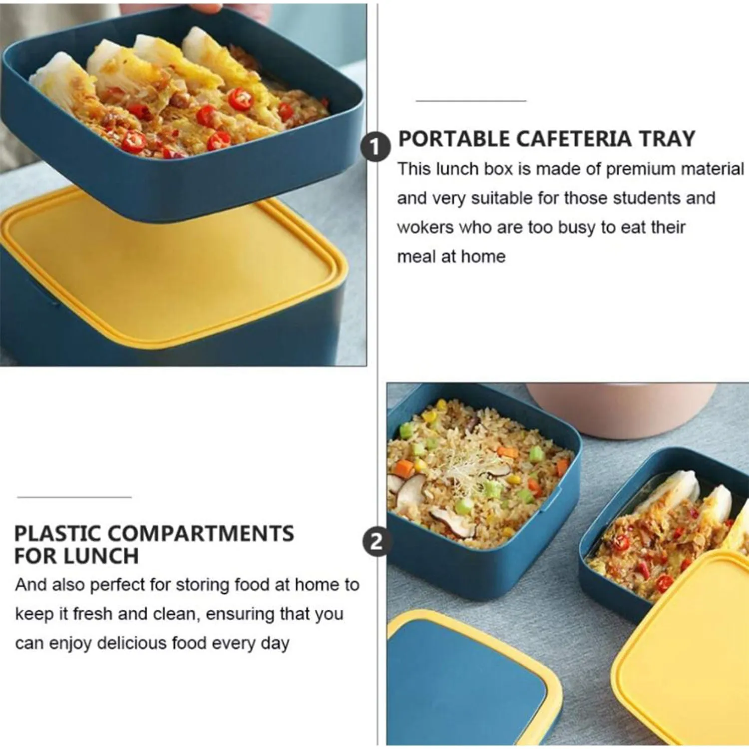 GREEN DOUBLE-LAYER PORTABLE LUNCH BOX STACKABLE WITH CARRYING HANDLE AND SPOON LUNCH BOX , Bento Lunch Box