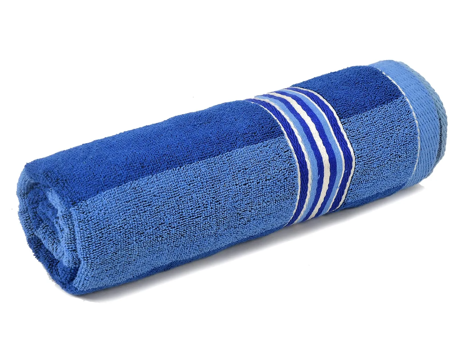 Heart Home Lining Design Super Soft, Fluffy, and Absorbent, Cotton Bath Towel Perfect for Daily Use- Pack of 3 (Blue)-44HH0556