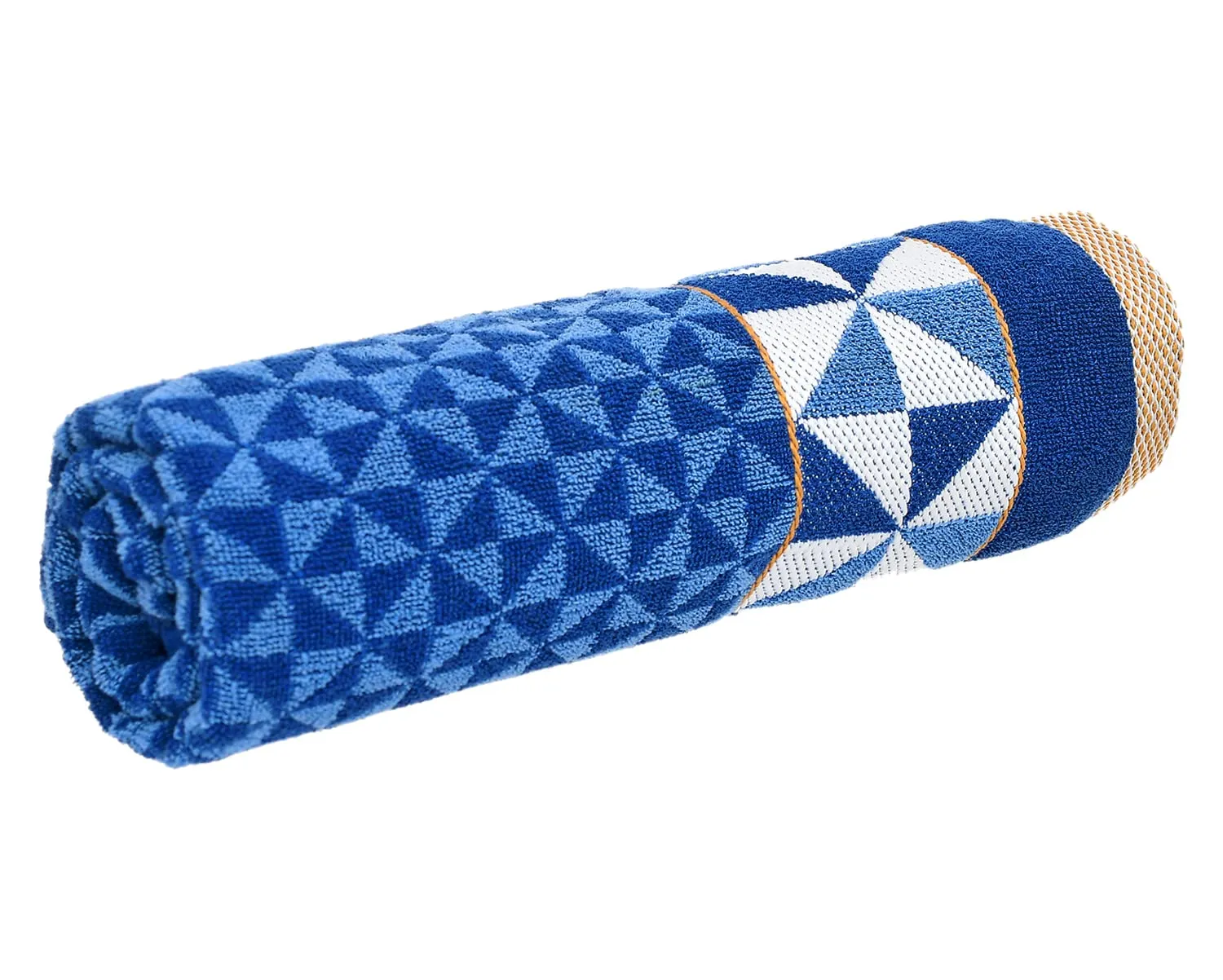 Heart Home Multiuses Tringle Printed Soft Cotton Bath Towel, 30"x60" - Pack of 4 (Blue)