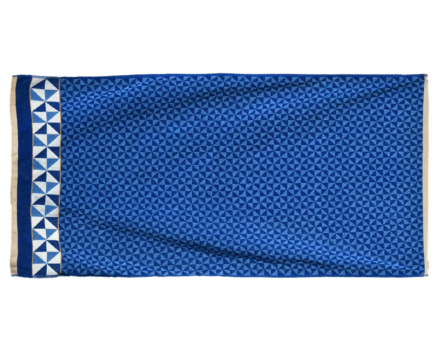 Heart Home Multiuses Tringle Printed Soft Cotton Bath Towel, 30"x60" - Pack of 4 (Blue)