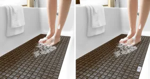 Heart Home Non Slip Eco Friendly Shower Bath Mat with Drain Holes and Suction Cups to Keep Floor Clean- Pack of 2 (Brown) -HS43HEARTH25555