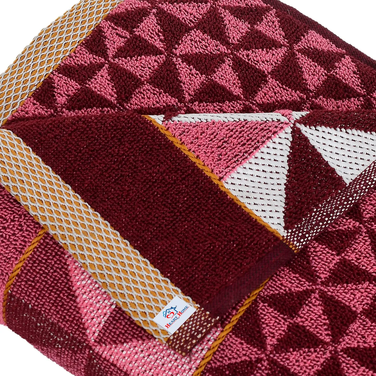 Heart HomeTringle Printed Super Soft, Fluffy, and Absorbent, Cotton Bath Towel Perfect for Daily Use, 30"x60"(Maroon)