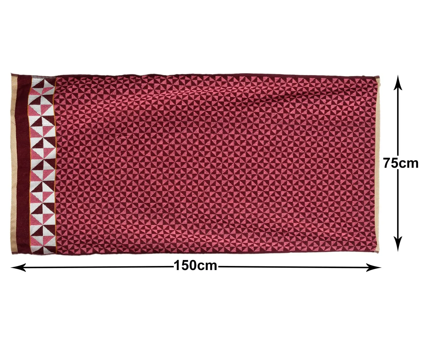 Heart HomeTringle Printed Super Soft, Fluffy, and Absorbent, Cotton Bath Towel Perfect for Daily Use, 30"x60"(Maroon)