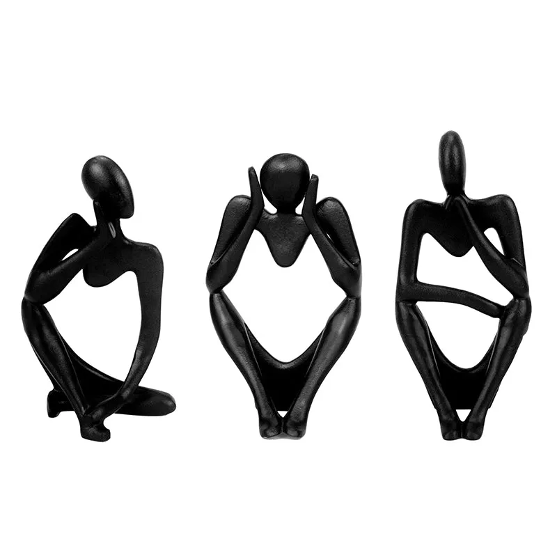 Human Ponder Showpiece (Black) - Set Of Three