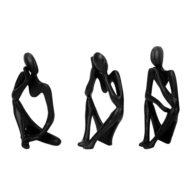 Human Ponder Showpiece (Black) - Set Of Three