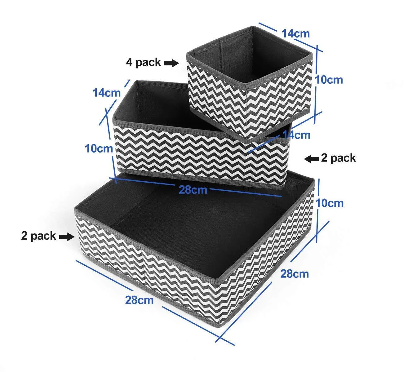 ilauke Drawer Underwear Organizers Storage Box Foldable Closet Dresser Drawers Divider Organizer Fabric Cloth Basket Bins for Sock Bras Baby Clothes, Set of 8, Grey