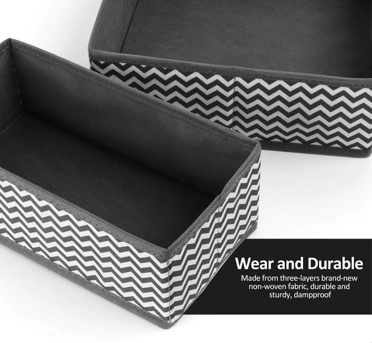 ilauke Drawer Underwear Organizers Storage Box Foldable Closet Dresser Drawers Divider Organizer Fabric Cloth Basket Bins for Sock Bras Baby Clothes, Set of 8, Grey