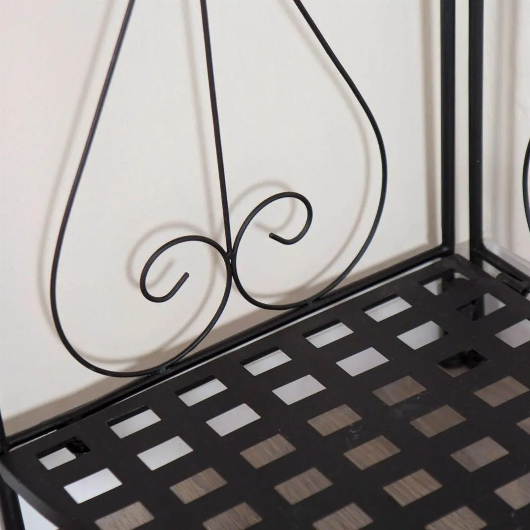 Indoor - Outdoor Corner Bakers Rack Folding Metal Plant Stand with 4-Shelves