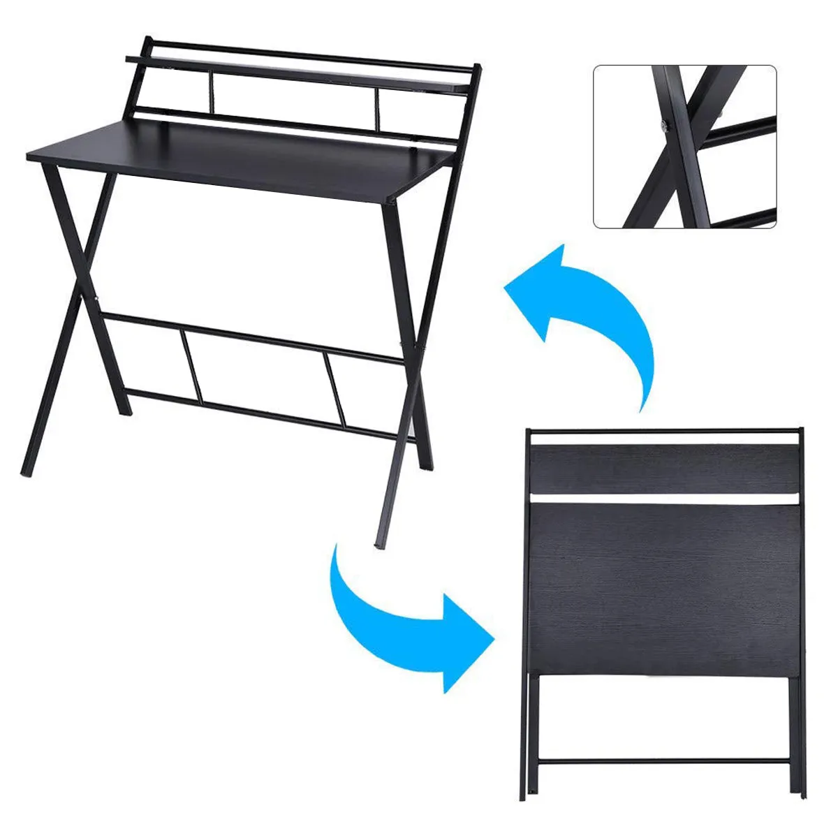 Kawachi Scissors Type Folding With Adjustable Shelf Space Saving Laptop, Study Table, Computer Desk Beige