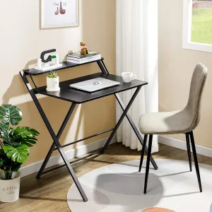Kawachi Scissors Type Folding With Adjustable Shelf Space Saving Laptop, Study Table, Computer Desk Beige