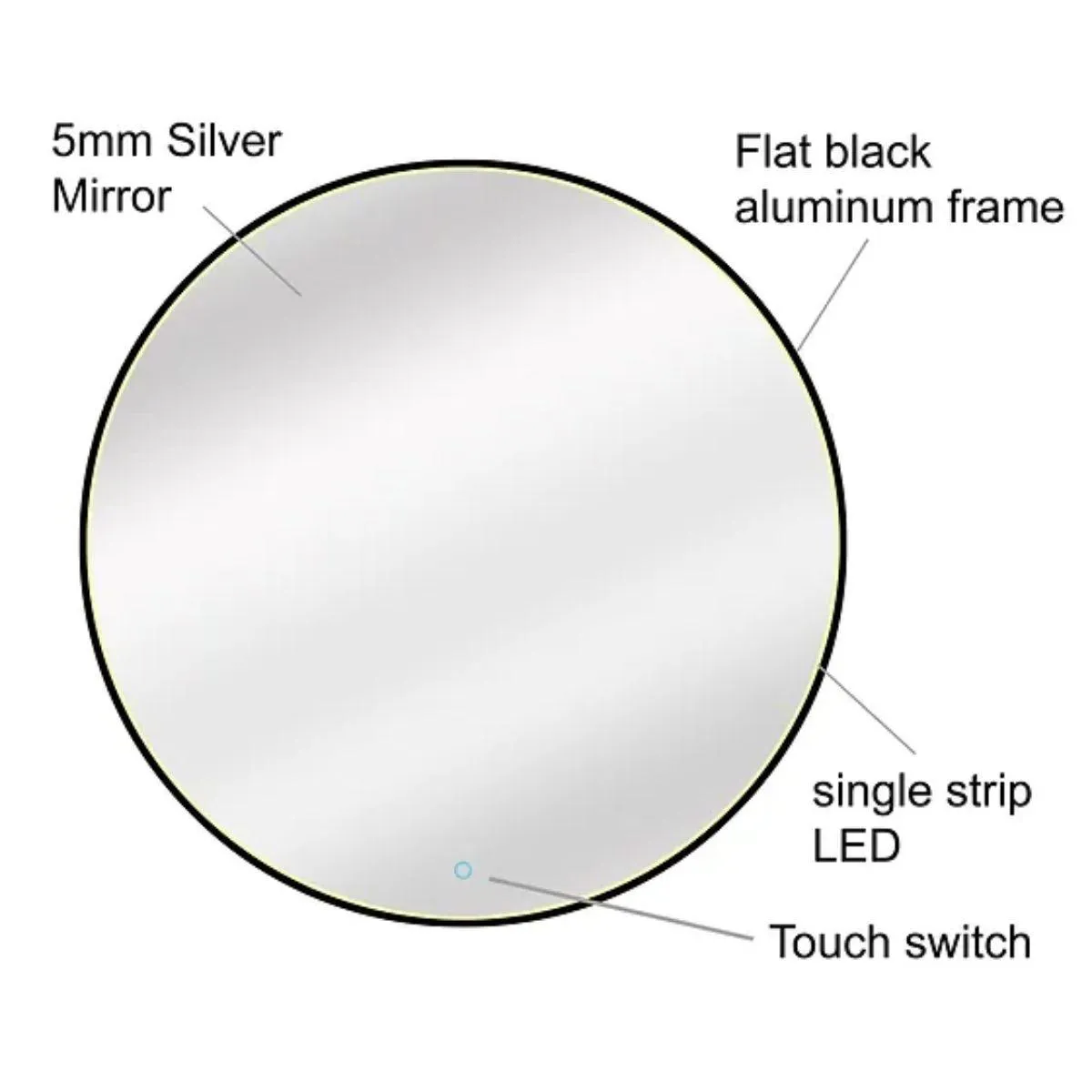 Keanu Round 36 In. Tri-color LED Wall Mirror With Touch On/Off Dimmer Function