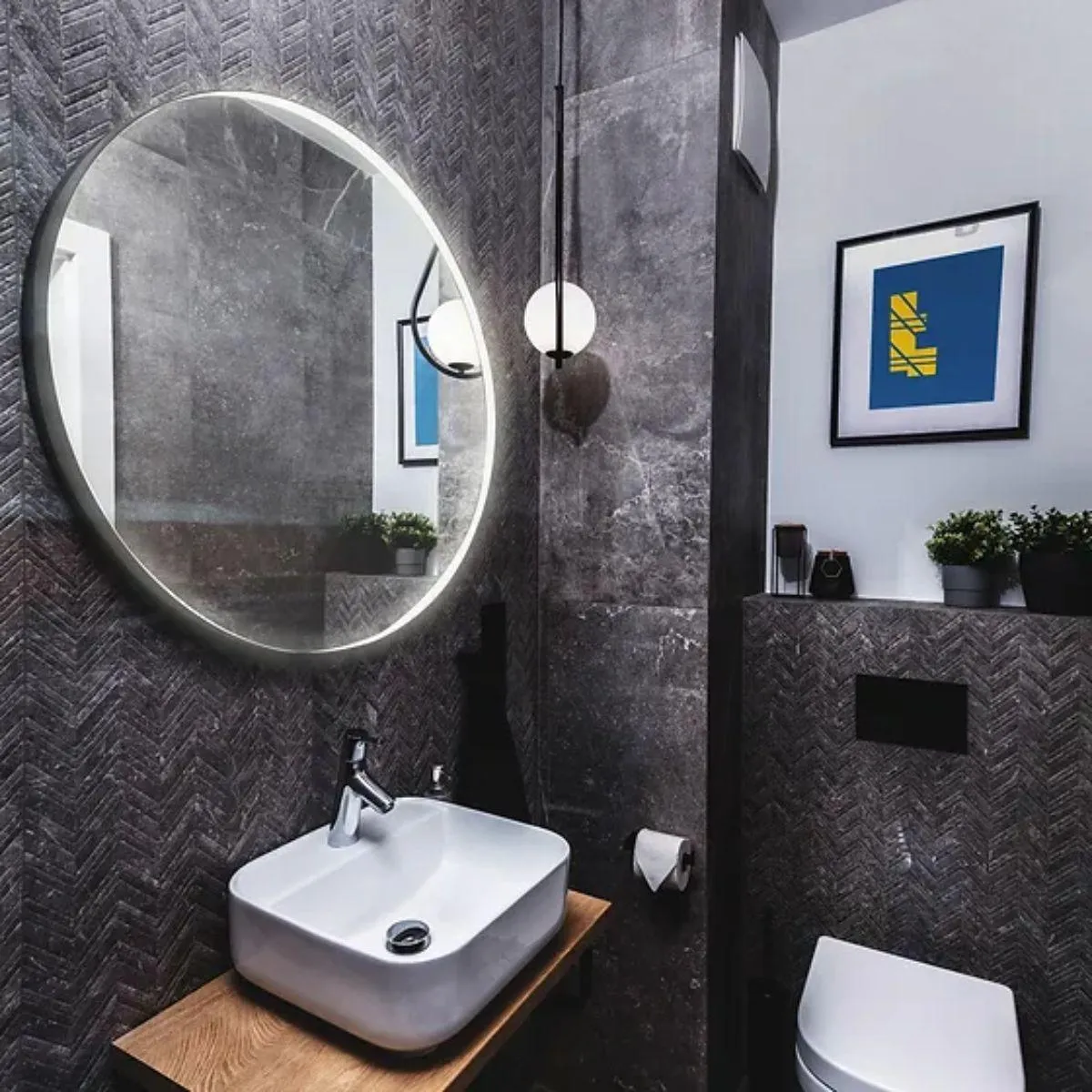Keanu Round 36 In. Tri-color LED Wall Mirror With Touch On/Off Dimmer Function