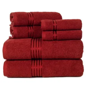 Lavish Home 67-0016-BUR Cotton 100 Percent Hotel Towel Set, Burgundy - 6 Piece