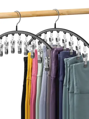 Legging Organizer for Closet, Metal Yoga Pants Hangers 1 Pack w/10 Clips Holds 10 Leggings, Hangers Space Saving Hanging Closet Organizer w/Rubber Coated Closet Organizers and Storage, Black
