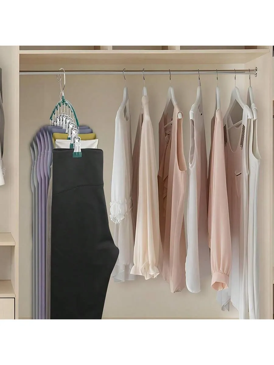 Legging Organizer for Closet, Metal Yoga Pants Hangers 1 Pack w/10 Clips Holds 10 Leggings, Hangers Space Saving Hanging Closet Organizer w/Rubber Coated Closet Organizers and Storage, Black