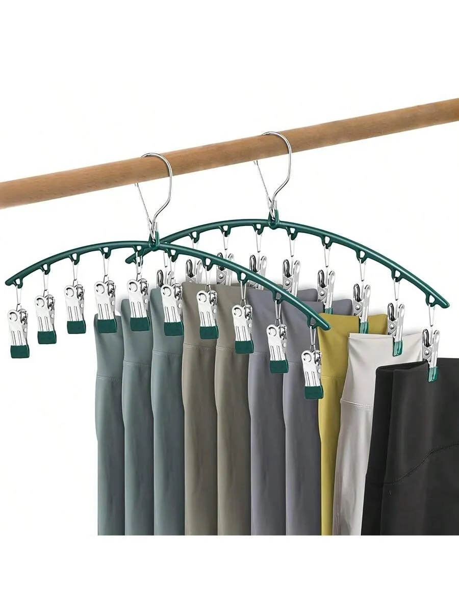 Legging Organizer for Closet, Metal Yoga Pants Hangers 1 Pack w/10 Clips Holds 10 Leggings, Hangers Space Saving Hanging Closet Organizer w/Rubber Coated Closet Organizers and Storage, Black