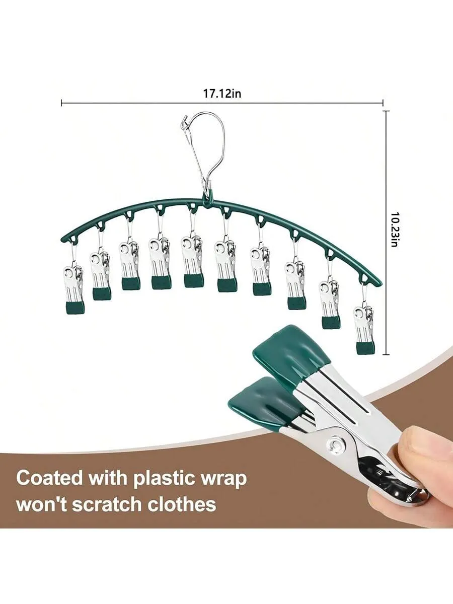 Legging Organizer for Closet, Metal Yoga Pants Hangers 1 Pack w/10 Clips Holds 10 Leggings, Hangers Space Saving Hanging Closet Organizer w/Rubber Coated Closet Organizers and Storage, Black