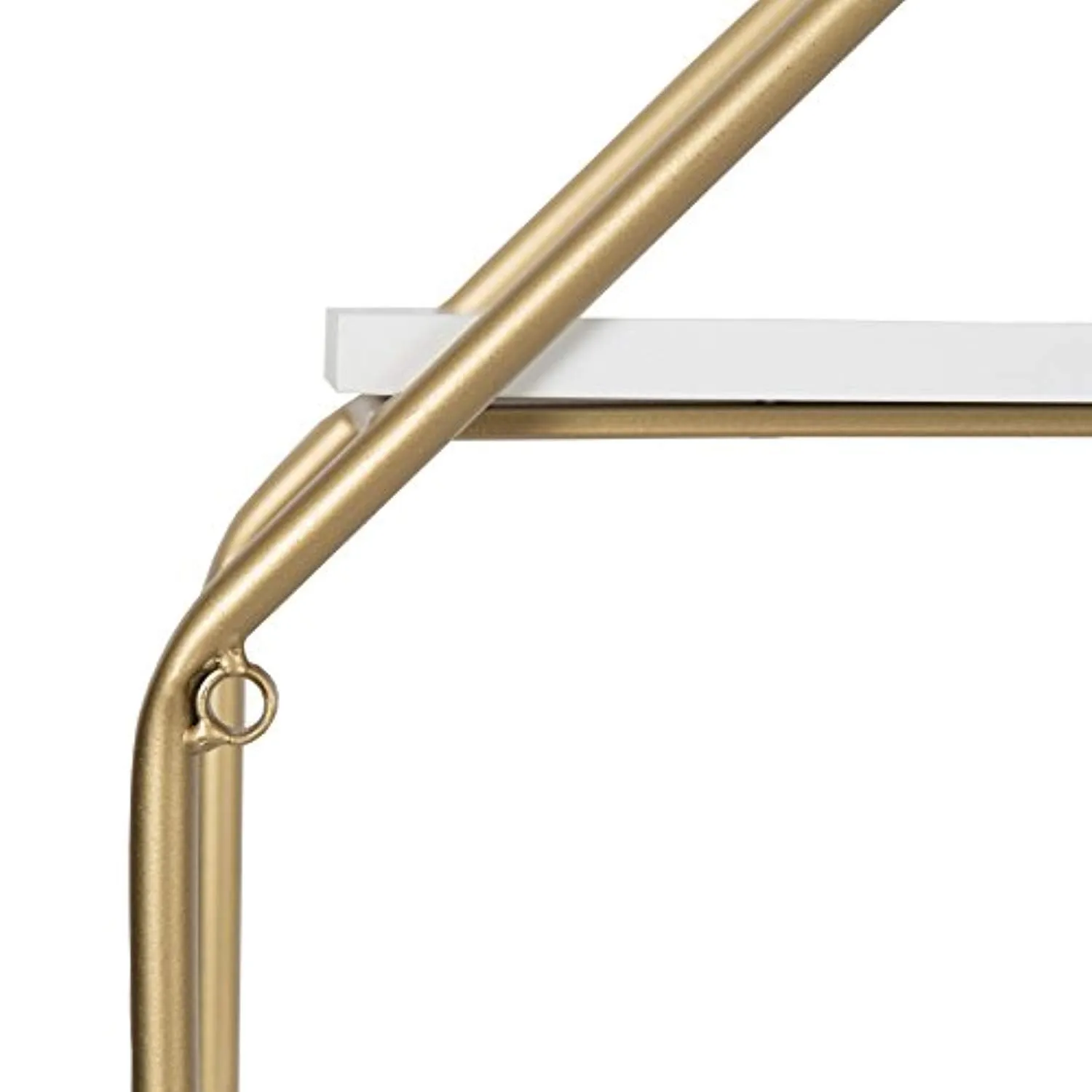 Lintz Large Octagon Floating Wall Shelves with Metal Frame, Gold and White