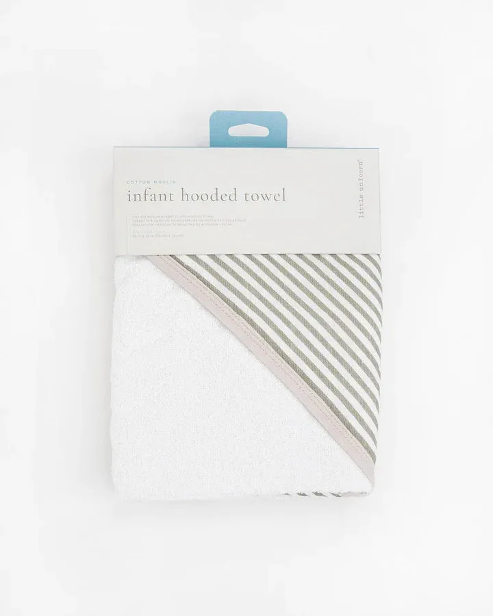 Little Unicorn Infant Hooded Towel / Grey Stripe