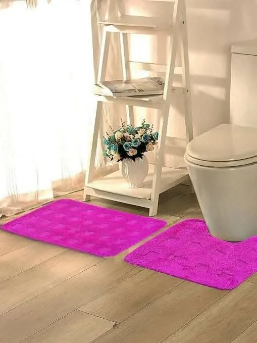 Lushomes "Ultra-Absorbent Pink Microfiber Bathroom Mat Set - 2 Bathmats & 2 Contour Mats