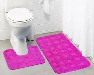 Lushomes "Ultra-Absorbent Pink Microfiber Bathroom Mat Set - 2 Bathmats & 2 Contour Mats