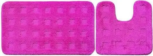Lushomes "Ultra-Absorbent Pink Microfiber Bathroom Mat Set - 2 Bathmats & 2 Contour Mats