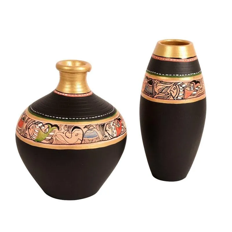 Machumu Tribal Terracotta Vase - Set Of Two