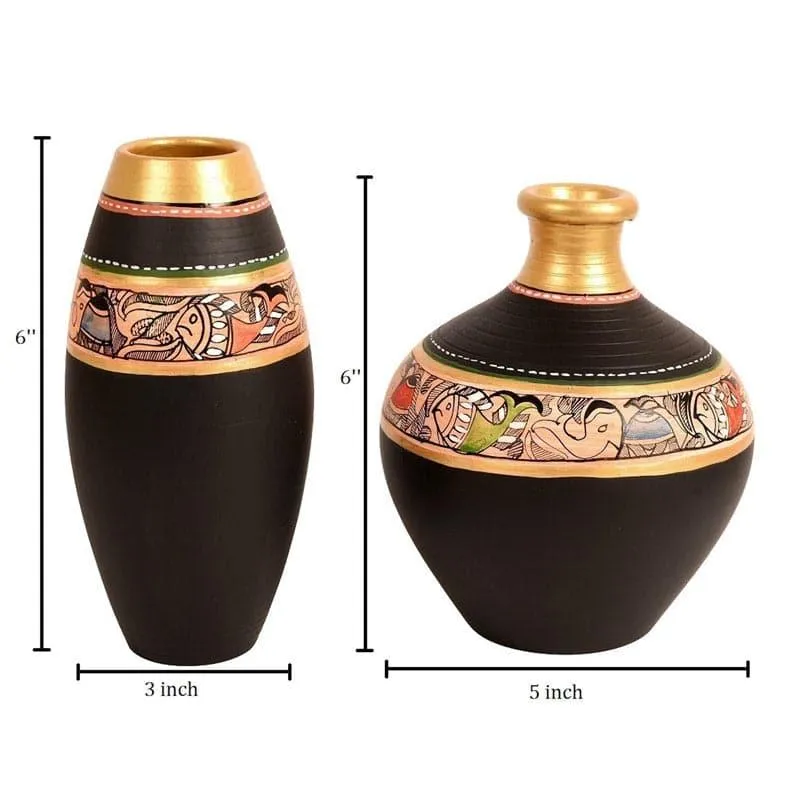 Machumu Tribal Terracotta Vase - Set Of Two