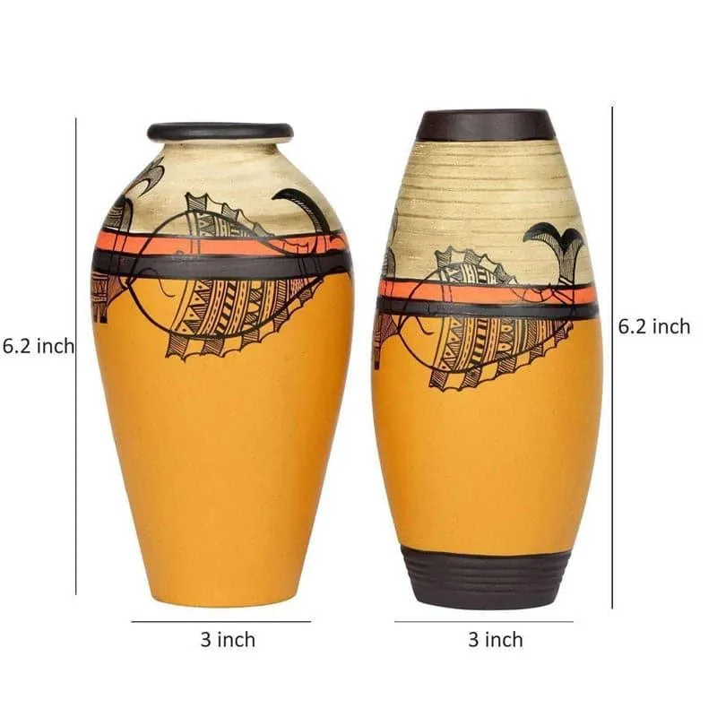 Mazhcli Muse Tribal Terracotta Vase - Set Of Two