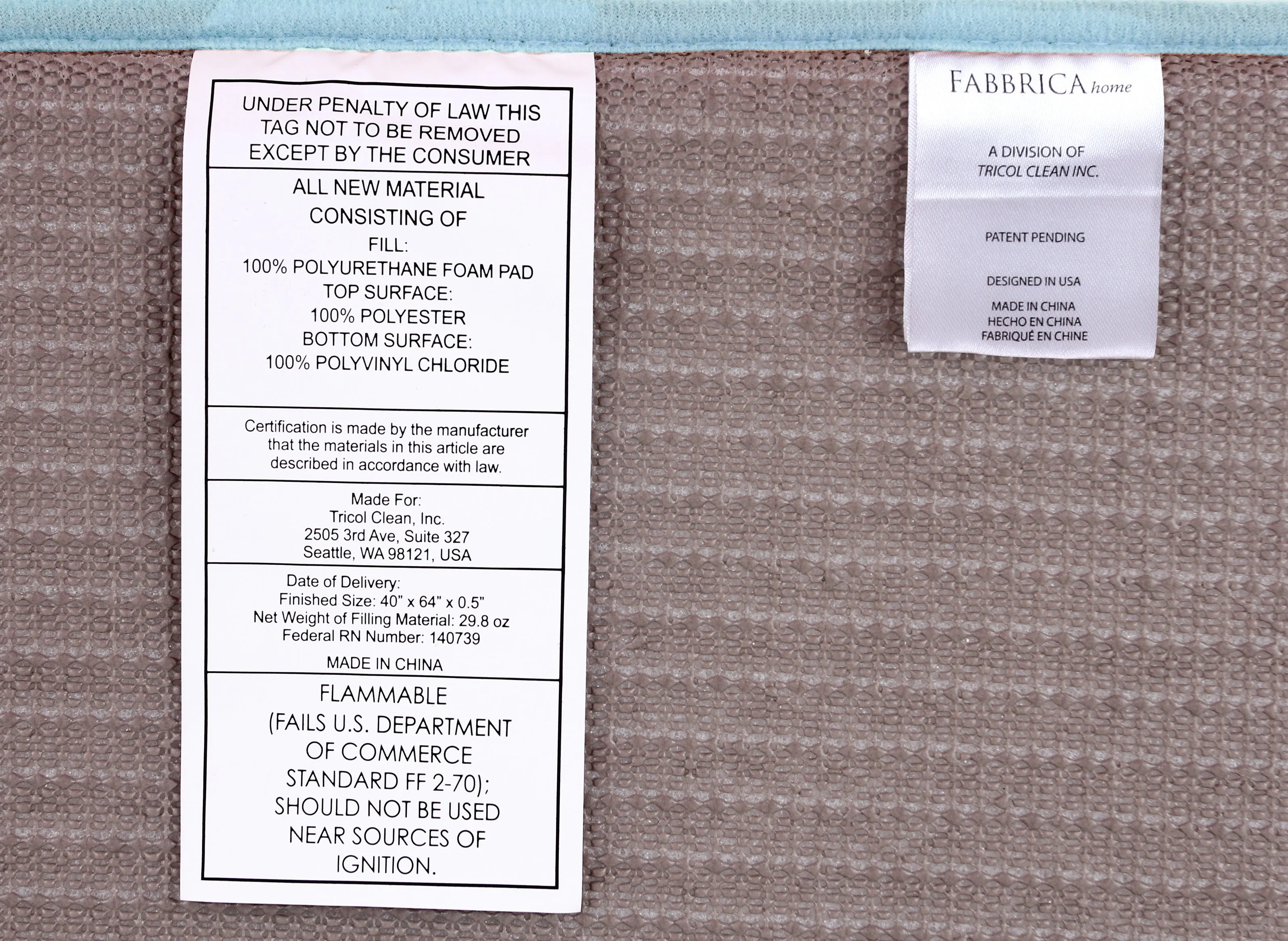 Memory Foam Area Rug, 40 x 64 in, Sky Blue