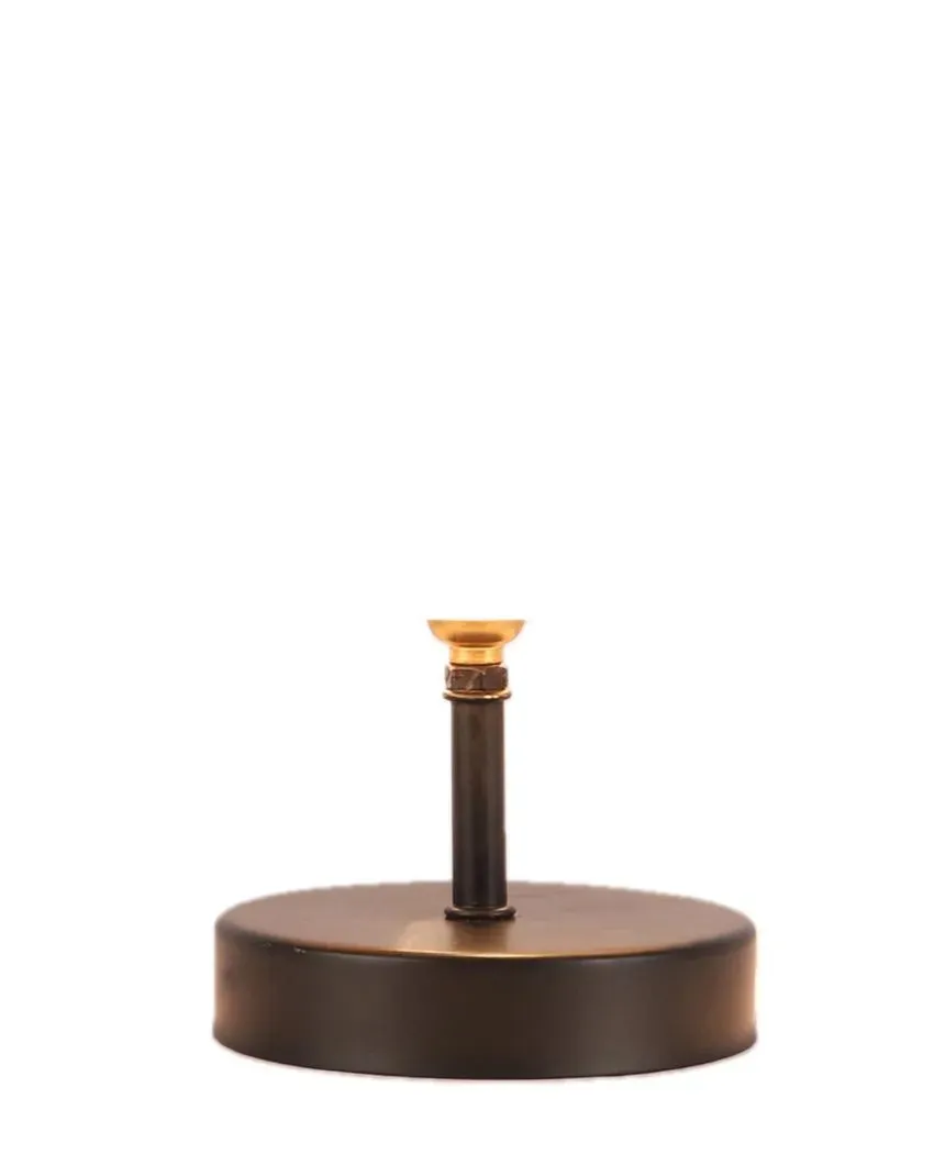 Metal Etching Table Lamp With Black Wood Round Base | 6 x 8 inches