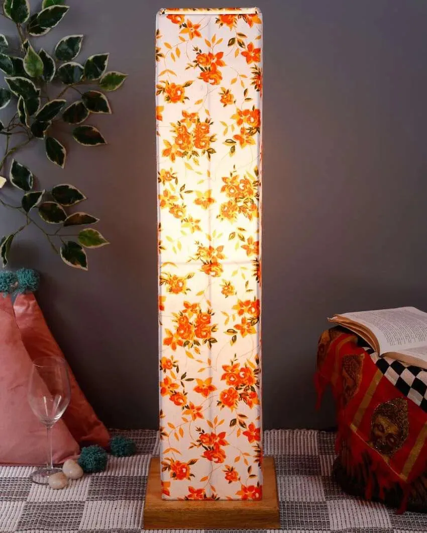 Mini Colorful Floral Square Cotton Shade Floor Lamp With Wood Base | 2.8 Feet