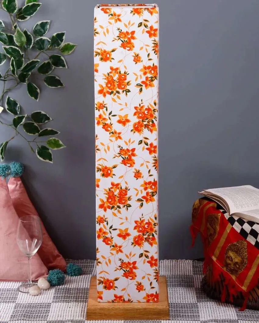 Mini Colorful Floral Square Cotton Shade Floor Lamp With Wood Base | 2.8 Feet
