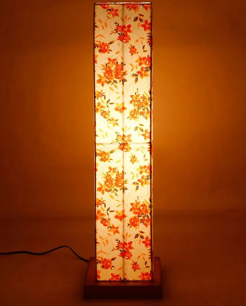 Mini Colorful Floral Square Cotton Shade Floor Lamp With Wood Base | 2.8 Feet