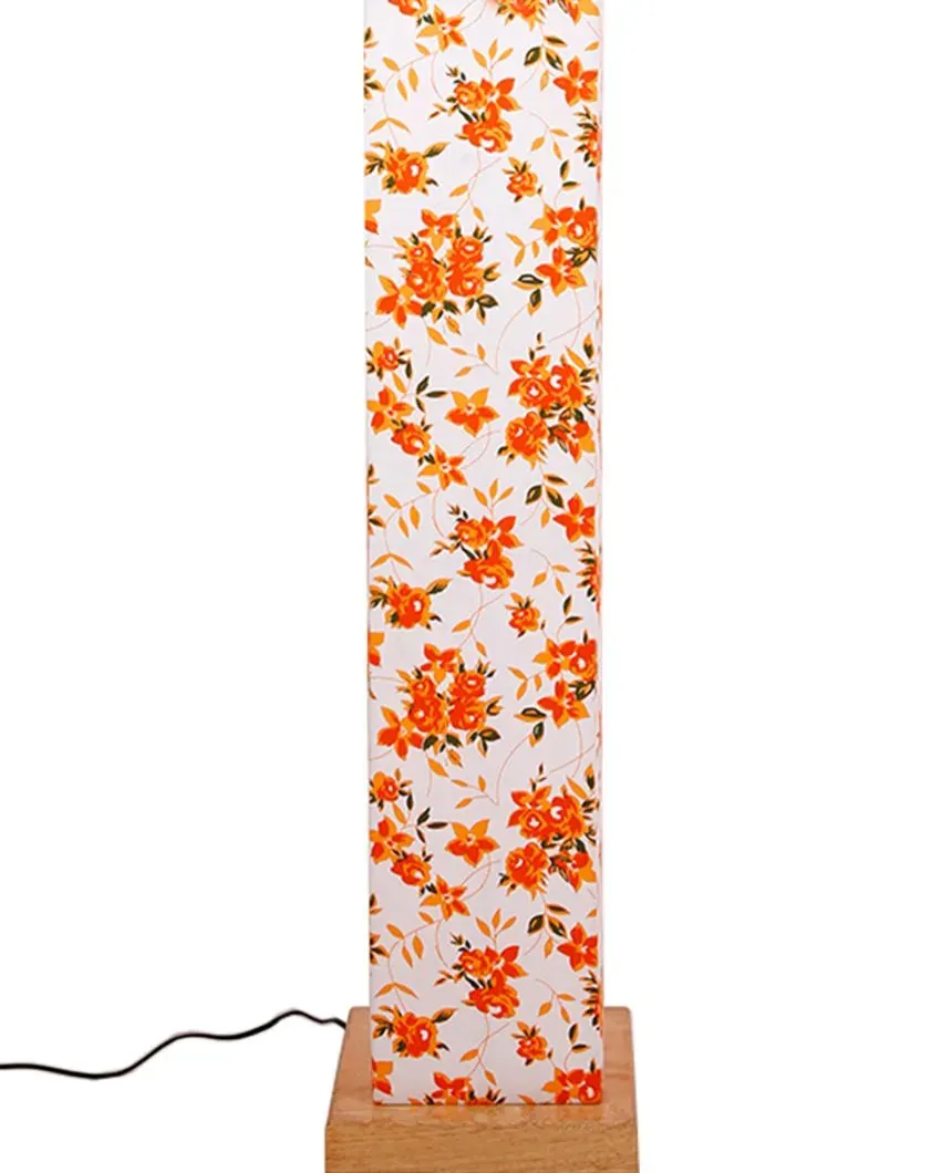 Mini Colorful Floral Square Cotton Shade Floor Lamp With Wood Base | 2.8 Feet