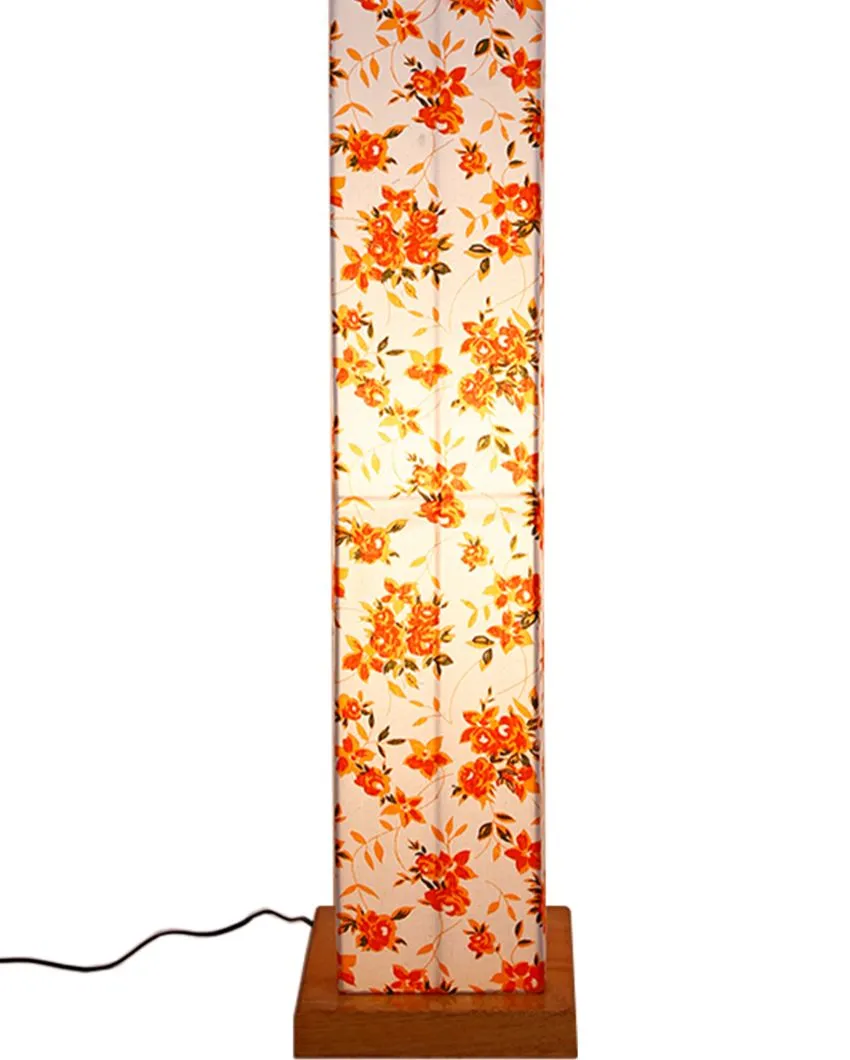 Mini Colorful Floral Square Cotton Shade Floor Lamp With Wood Base | 2.8 Feet