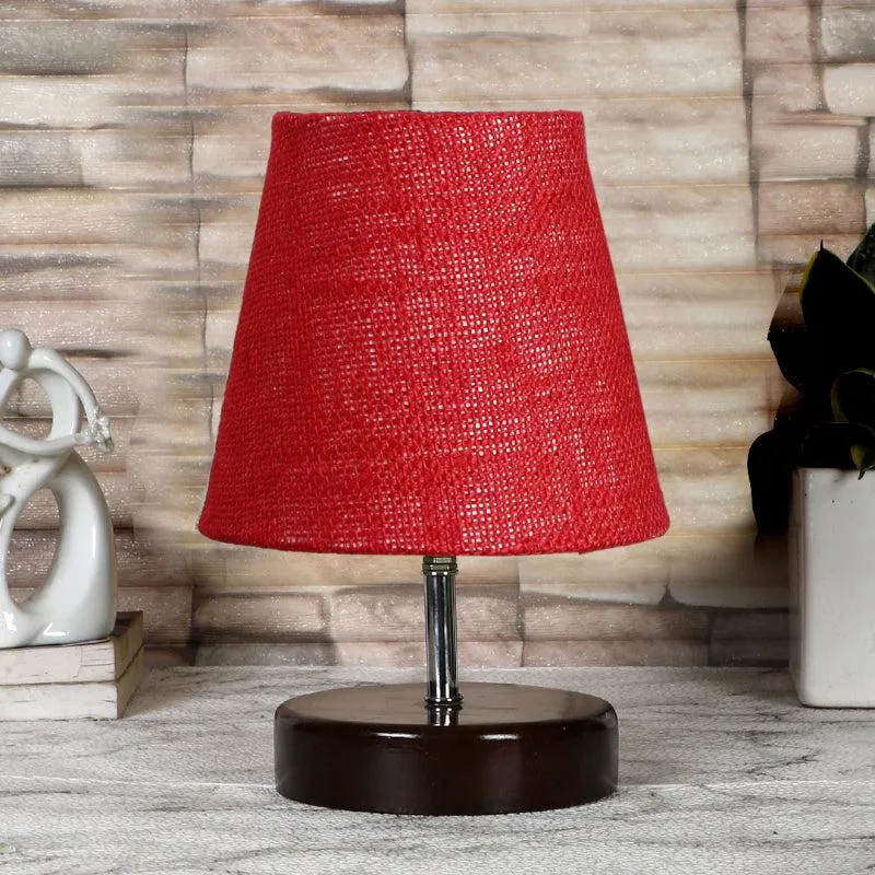 Mita Table Lamp With Jute Shade - Maroon
