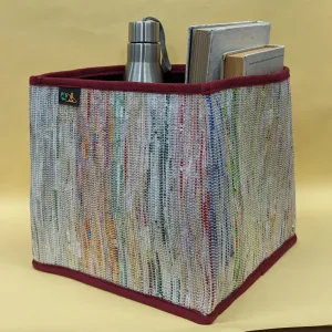 Multicolored Upcycled Handwoven Collapsible Storage Basket Medium (CSBM0824-005) PS_W