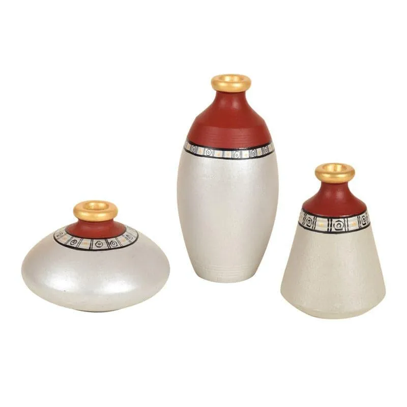 Musike Tribal Terracotta Vase - Set Of Three