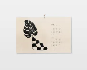 Neutral boho vases with plants Printable Illustrated 2025 calendar
