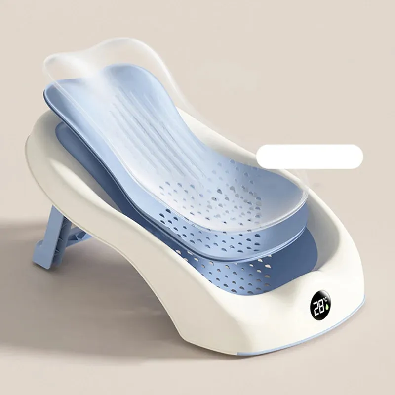 Newborn Baby Shower Rack Real-Time Temperature Bath Bathtub for Babies Non Slip Folding Bath Bed Holder Infants Care Items 2024