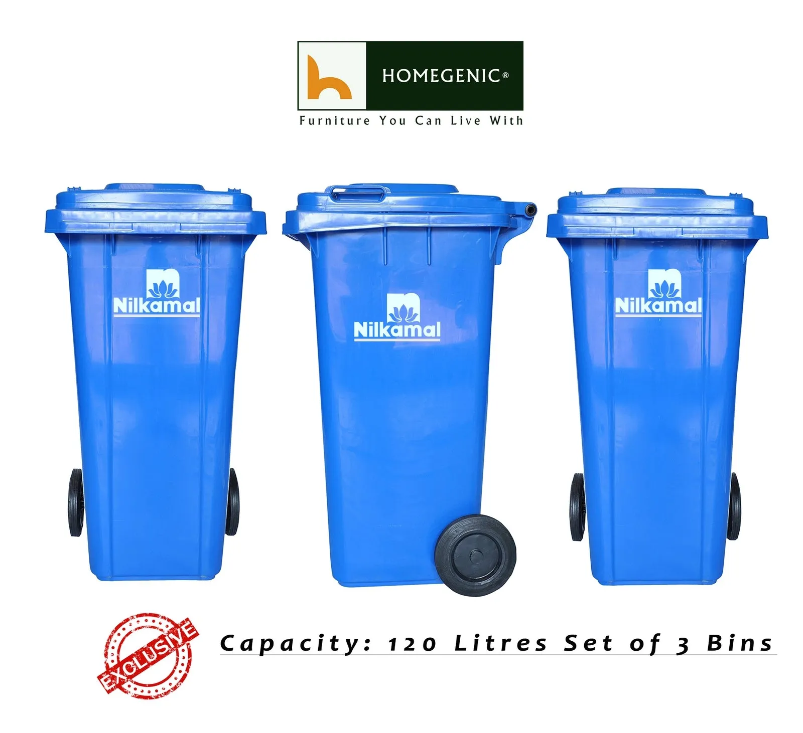 Nilkamal 120 Ltr Wheel Garbage Dustbin (Swachh Bharat Mission)