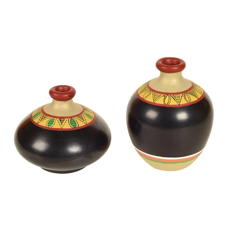 Nuria Tribal Terracotta Vase - Set Of Two