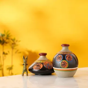 Nuria Tribal Terracotta Vase - Set Of Two