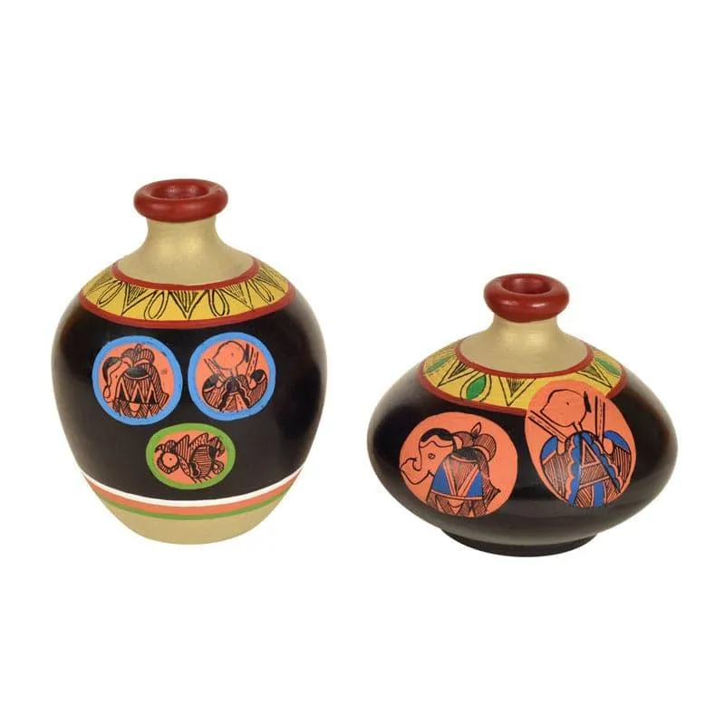 Nuria Tribal Terracotta Vase - Set Of Two