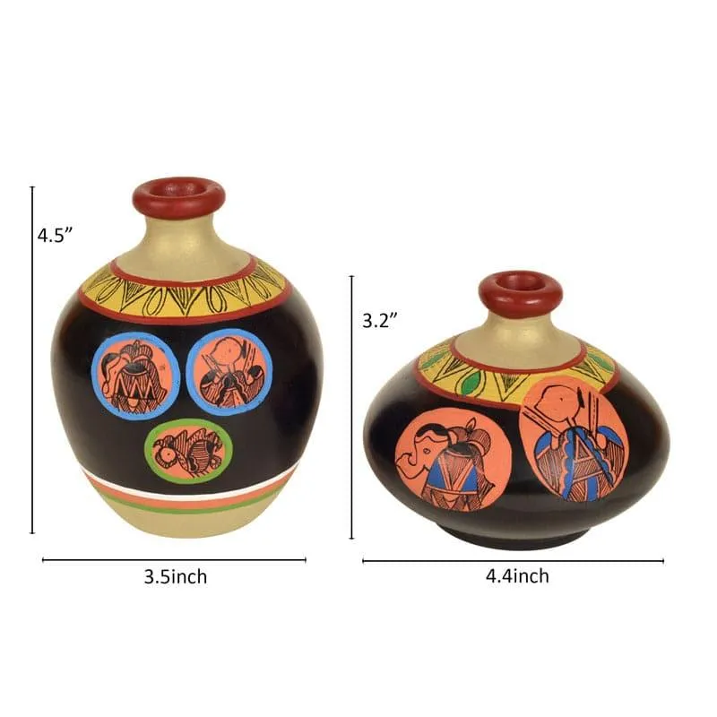 Nuria Tribal Terracotta Vase - Set Of Two