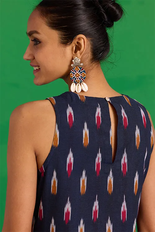 Okhai “Morning Glory” Hand-Embroidered Tikki and Mirror work Ikkat Pure Cotton Kurta