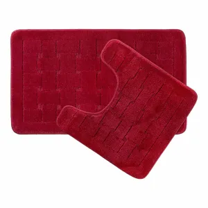 Orkney Bathroom Set Bordeaux Red Mat 45x75cm/ Pedestal 45x45cm